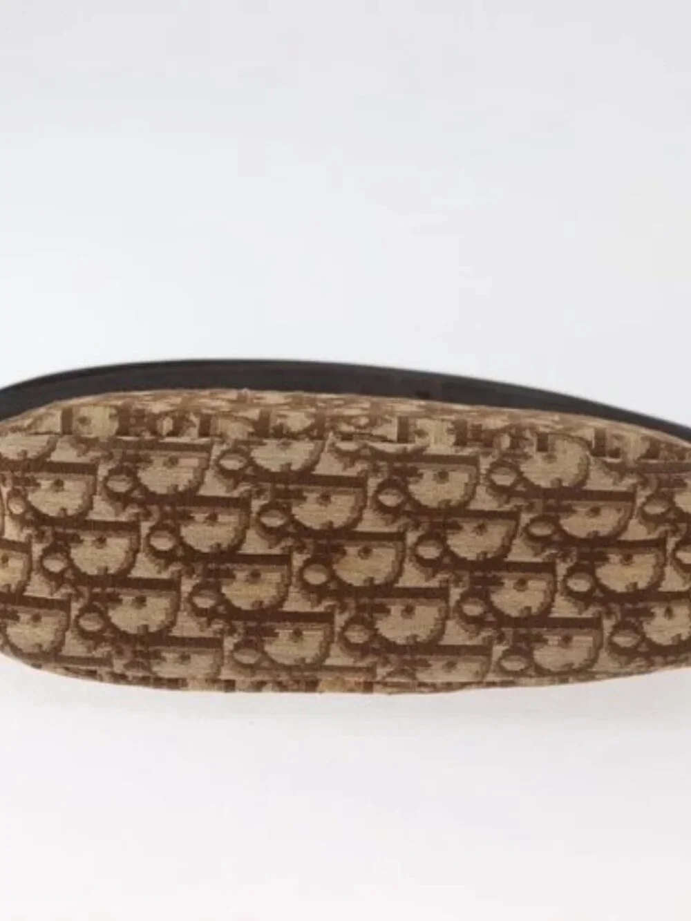Christian Dior Trotter Canvas Shoulder Bag Gold Beige Auth 179906